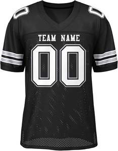 Camiseta de Fútbol Americano para Hombre, Cuello en V, Malla Transpirable, Manga Corta, Impresión Sublimada 3D, Nombre del Equipo 00, Azul Blanco, Verano - Product Image 2