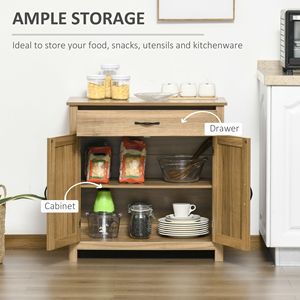 Credenza Villa Oak con anta scorrevole effetto legno naturale e mobile contenitore per cucina, soggiorno e ingresso - Product Image 4