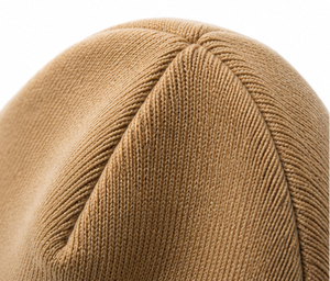 Bonnet en acrylique beige à revers, couleur unie, chapeau d'hiver unisexe décontracté - Product Image 3
