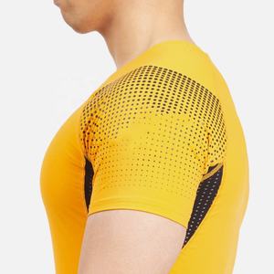 <b>Men</b> <b>Compression</b> Fit MMA Rash Guards Breathable Yellow Black Gym Wear Quick Dry Short Sleeve Sports Fitness Running Spring Top - Product Image 6