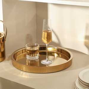 Round Metal Stainless Steel <b>Gold</b> Plated Food <b>Tray</b> European Style Metal Server <b>Tray</b> Beer Bar Coffee Tea Food <b>Serving</b> Metal <b>Trays</b> - Product Image 3