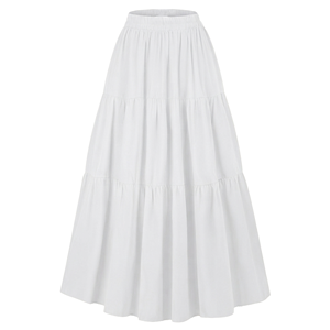Women's <b>Elastic</b> <b>Waist</b> A-Line Tiered <b>Skirt</b> Solid Color Chiffon Pleated Ankle-Length Ruffles Comfortable All Seasons - Product Image 6