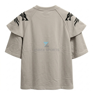 เสื้อยืดโอเวอร์ไซส์สองชั้นสำหรับผู้ชาย OEM ODM แบบสั่งทำพิเศษ ผ้าฝ้าย 100% ดีไซน์เรียบง่าย สไตล์สตรีทแฟชั่น พรีเมียม เนื้อผ้าหนา - Product Image 2