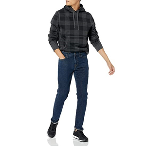 Sweat-shirt à capuche à carreaux pour homme, coupe classique, en molleton de coton, décontracté, avec poche, pour l'automne - Product Image 1