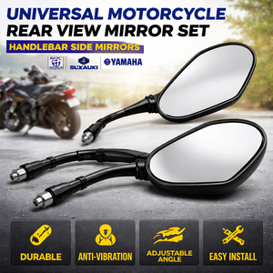 Juego de Espejos Retrovisores para Motocicleta, Izquierdo y Derecho |   Espejo Retrovisor Lateral Universal para Motocicleta Bajaj Suzuki Yamaha - Product Image 1