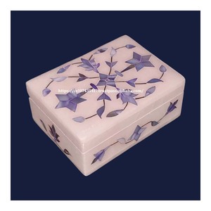 2024 nueva llegada azul madre perla incrustaciones mármol cajas de joyería hechas a mano recién nacido bebé niño Acción de Gracias listo envío logotipo personalizado - Product Image 3