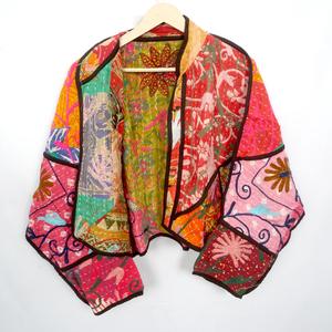 Wholesale 100% Cotton Designer <b>Kantha</b> Quilted <b>Jacket</b> Multi-Colour Ethnic Denim Style Printed Handmade Vintage Winter Knitted - Product Image 5