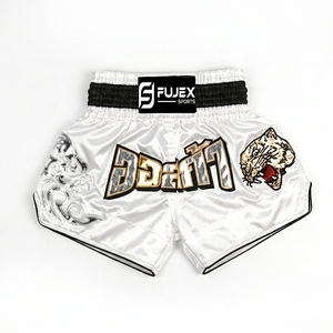 กางเกงมวยไทยผู้ชาย สีเทา ลายเสือนูน ระบายอากาศได้ดี กางเกงต่อสู้ MMA ทรงปกติ ไซส์ผู้ใหญ่ - Product Image 6
