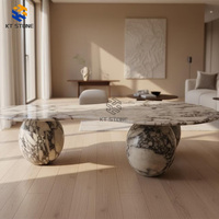 Ensemble de socles de sol en marbre Calacatta Viola moderne sur mesure KT STONE, table basse en pierre frittée, table centrale de luxe en marbre