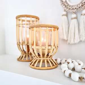 Top Selected <b>Tall</b> Rattan Table Top Lantern <b>Candle</b> Holder Vintage Wicker Lanterns for Indoor and Outdoor Decoration - Product Image 3