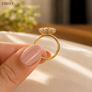Anillo de Diamantes en Forma de Pera Toi Et Moi con Banda Ovalada de Moissanita para Mujer, Oro Amarillo Vermeil de 18K, Regalo de Compromiso - Product Image 4
