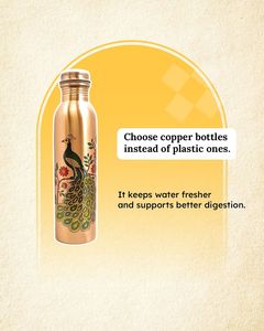Spiritual wellness copper water bottle for energy balance pure copper reusable eco hydration bottle for <b>yoga</b> and meditation - Product Image 1