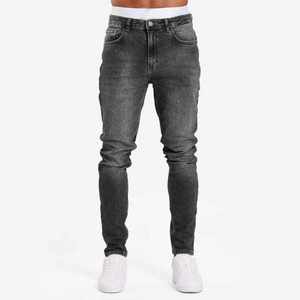 Jeans slim homme de haute qualité, design classique hip-hop élégant, tissu durable, décoration à rivets, effet délavé pour un usage quotidien - Product Image 1