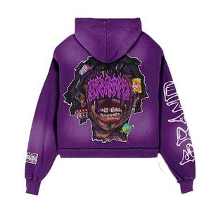 Vente en gros Sweat à capuche en coton surdimensionné unisexe Top d'hiver à bords coupés avec bouffée Street Wear sérigraphie personnalisée Hommes 100% coton à capuche - Product Image 6