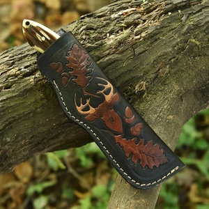 Couteau de chasse en acier Damas Premium Pasha Enterprises, manche en bois de cerf, étui en cuir, personnalisable OEM/ODM, qualité industrielle - Product Image 4