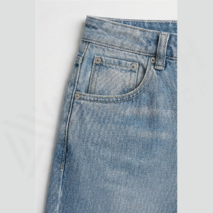 Jean en denim délavé taille haute coupe large pour homme – Style décontracté en coton pour le printemps - Product Image 5