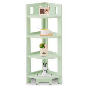 4-Tier Wood Storage Corner Shelf Multipurpose Small Space Home Office Bathroom Display Unit Cor-near-Shelf Cor - Product Image 1