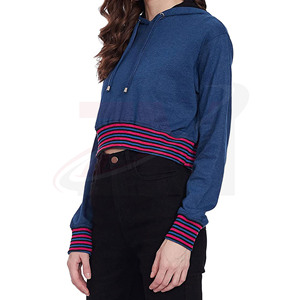 Sudadera con capucha corta de punto para mujer, 100% algodón, tejido polar suave, cómoda, talla grande, ¡gran oferta! - Product Image 2