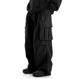 Factory OEM High Street Mid Waist Waterproof Oversized Mens Casual Trousers Fit Parachute Pants Loose Breathable Eco-Friendly - Product Image 4