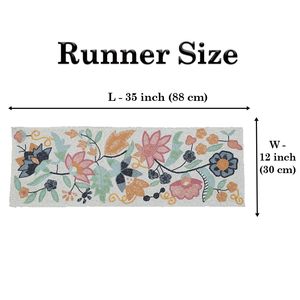 Embroidered Floral <b>Table</b> <b>Runner</b> Bohemian Cotton Home Decor Washable Pink Orange Green Pattern - Product Image 4