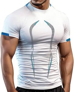 เสื้อยืดออกกำลังกายสำหรับผู้ชาย โพลีเอสเตอร์ น้ำหนักเบา ระบายอากาศได้ดี กระชับกล้ามเนื้อ เหมาะสำหรับการเล่นกีฬาและเพาะกาย - Product Image 1