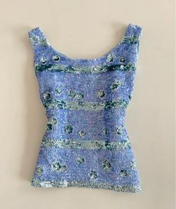 Lavender Mist Autumn Heavily <b>Sequined</b> Sleeveless <b>Top</b> Breathable Eco-Friendly Georgette Lining 40" Glamorous Party Wear - Product Image 1