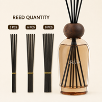 Diffuseur de parfum décoratif en verre ambré 100 ml avec bouchon en bois, étiquette personnalisée