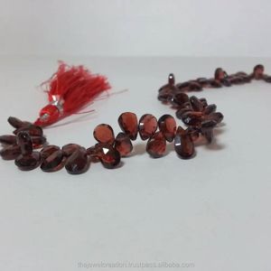 Perles de grenat rouge naturel facettées en forme de poire de 5 mm et 6 mm, brins de pierres précieuses pour la fabrication de bijoux, authentiques et certifiées IGI, création de bijoux - Product Image 1