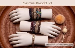 Conjunto de Pulseras de Macramé Hechas a Mano con Piedras Preciosas, Estilo Boho, Ajustables, Joyería de Cristal Curativa - Product Image 2