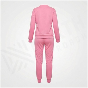 Women <b>Pink</b> 2-Piece <b>Tracksuit</b> Crew Neck Full Sleeve Solid Color Sweatshirt & Joggers Set Casual Spring Wear - Product Image 2