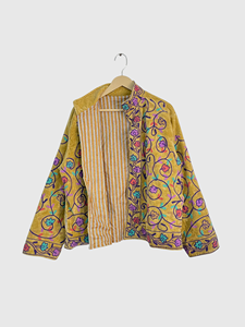 <b>Velvet</b> Embroidered Jacket Mandarin Collar Full Sleeve Floral Pattern Hand Embroidery Autumn Wear Plus Size Women's - Product Image 3