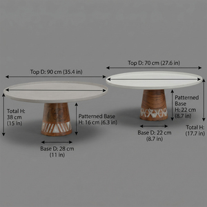 Support à gâteau sur piétement en métal et bois de manguier, fait main, avec détails en nacre, idéal pour un service et une présentation élégants sur table. - Product Image 3