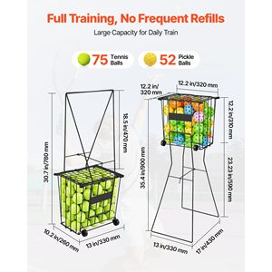 Carrello Portatile per Pickleball con Ruote, Raccoglitore di Palline da Tennis Facile da Usare, Contiene 75 Palline, Personalizzabile OEM, per Uso Interno - Product Image 2