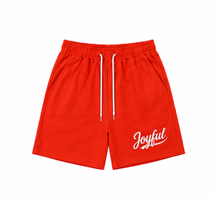 Shorts décontractés pour hommes avec cordon de serrage, imprimé Joyful sur le devant, taille mi-haute, 100 % polyester, style Bermuda, respirant, écologique, séchage rapide - Product Image 5