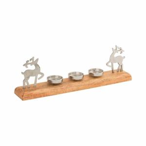 Decoración Interior: Familia de Ciervos Plateados sobre Tronco de Madera, Adorno Navideño para Mesa, Artículos Decorativos para el Hogar, Adorno Festivo de Invierno - Product Image 4