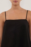 Robe Courte Noire Femme à Bretelles Fines, Coupe Trapèze Ample, Sans Manches, Décontractée d'Été, Vente en Gros