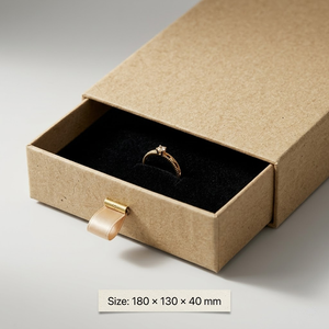 Boîte de rangement pour bijoux, petite entreprise, personnalisée, en carton kraft brun mat, avec tiroir coulissant, pour <span class=keywords><strong>les</strong></span> fêtes, <span class=keywords><strong>les</strong></span> mariages - Product Image 1