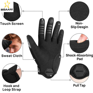 Gants de vélo de montagne, gants de cyclisme à doigts entiers, antidérapants, absorbant les chocs et compatibles avec les écrans tactiles pour le vélo de route, le VTT et les activités de plein air - Product Image 3