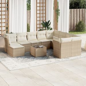 Set Divano da Giardino in Rattan Beige 6 Posti, Arredamento da Esterno Resistente alle Intemperie, Design Contemporaneo con Struttura in Vimini - Product Image 3
