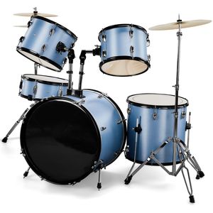 Set Batteria Completo per Adulti 5 Pezzi - Grancassa Blu 16", Piatto Ride 14", Piatti Hi-hat, Pelli di Betulla, Misura XL - Product Image 1