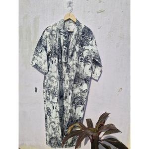 Robe Kimono en Coton à Imprimé Tropical pour Femme, Cache-maillot de Plage Léger, Peignoir Décontracté, Robe Cache-cœur, Vêtement de Nuit - Product Image 1
