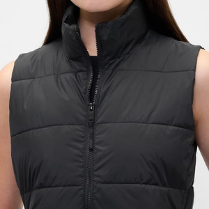 Gilet matelassé court à capuche pour femme, automne-hiver, en coton, coupe-vent, respirant, noir, sans manches, veste tendance, vêtement d'extérieur chaud - Product Image 5