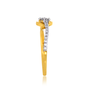 Bague unique en diamant avec accents blancs, bande statement en or 14 carats pour femme - Product Image 3