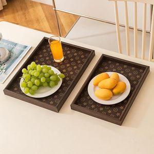 Plateau de service décoratif en bois rectangulaire à motifs, plateau de présentation pour la table, pour la maison et la salle à manger - Product Image 4