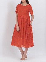 Jupe-robe plissée florale tissée à la main en coton 100 % écologique respirant de qualité supérieure, coupe ajustée mini trapèze pour femme, décontractée d'été