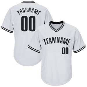 Custom White V-Neck <b>Baseball</b> Jersey Men's Short Sleeve Team Name Printed Moisture Wicking Polyester Sport Apparel - Product Image 5