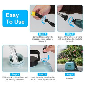 Pulvérisateur de jardin portable 5L/1,32 gallon à piles, pulvérisateur électrique avec poignée rechargeable et lance télescopique - Product Image 6