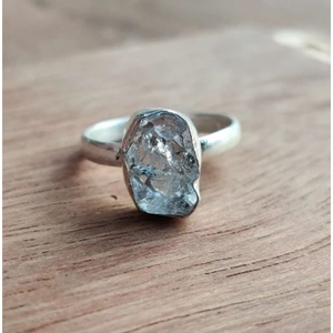 Geometric Natural Black Tourmaline Stone <b>925</b> <b>Silver</b> <b>Ring</b> Prong Setting Minimalist Unisex Everyday Wear - Product Image 2