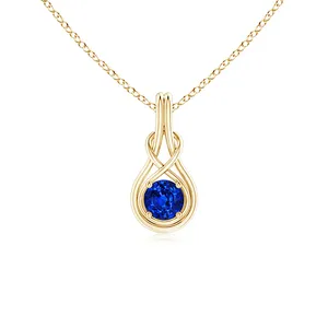 14K 18K ทองธรรมชาติง่ามทรงกลมสีฟ้าไพลินโซลิแทร์จี้อินฟินิตี้ทำด้วยมือเครื่องประดับชั้นดีขายส่งโดยตรง - Product Image 1