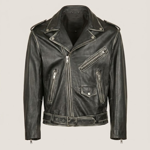 Custom Men's Leather <b>Jacket</b> Genuine Leather <b>Biker</b> <b>Jacket</b> Wholesale Vintage Motorcycle <b>Jacket</b> With Custom Logo OEM Factory - Product Image 1